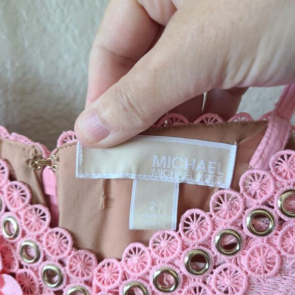 Fairy Coquette Lace Dress Size 2 Pink Michael Kors 3D Floral Appliquéd HOCO - Picture 11 of 12